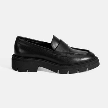  Kadın Siyah Deri Loafer