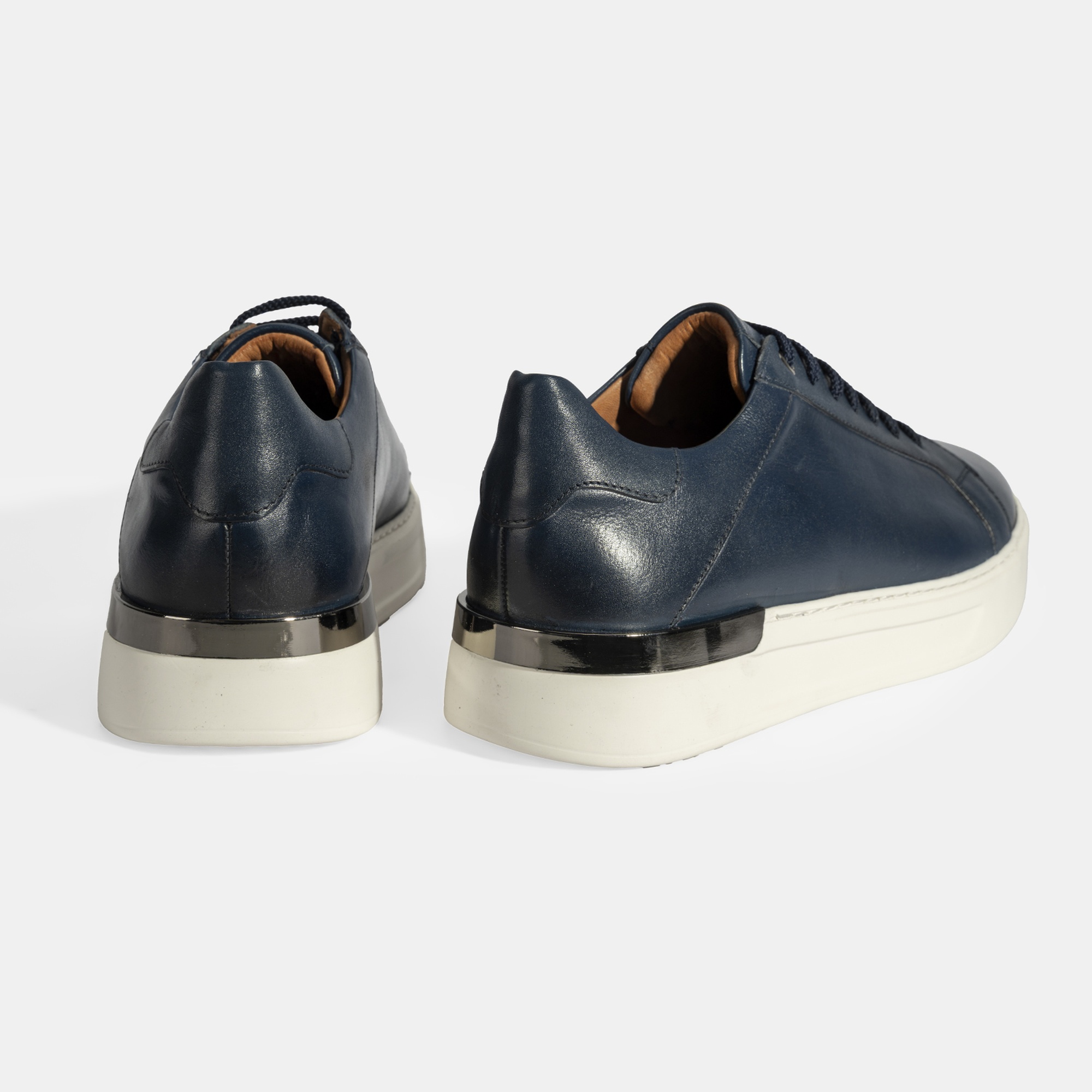 Erkek Lacivert Bağcıklı Deri Günlük Ayakkabı