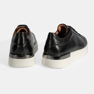  Erkek Siyah Bağcıklı Deri Günlük Ayakkabı