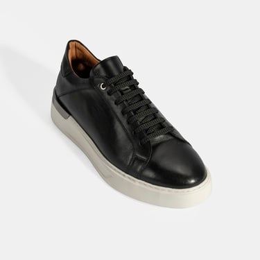  Erkek Siyah Bağcıklı Deri Günlük Ayakkabı