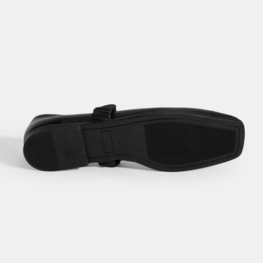  Kadın Siyah Mary Jane Deri Babet