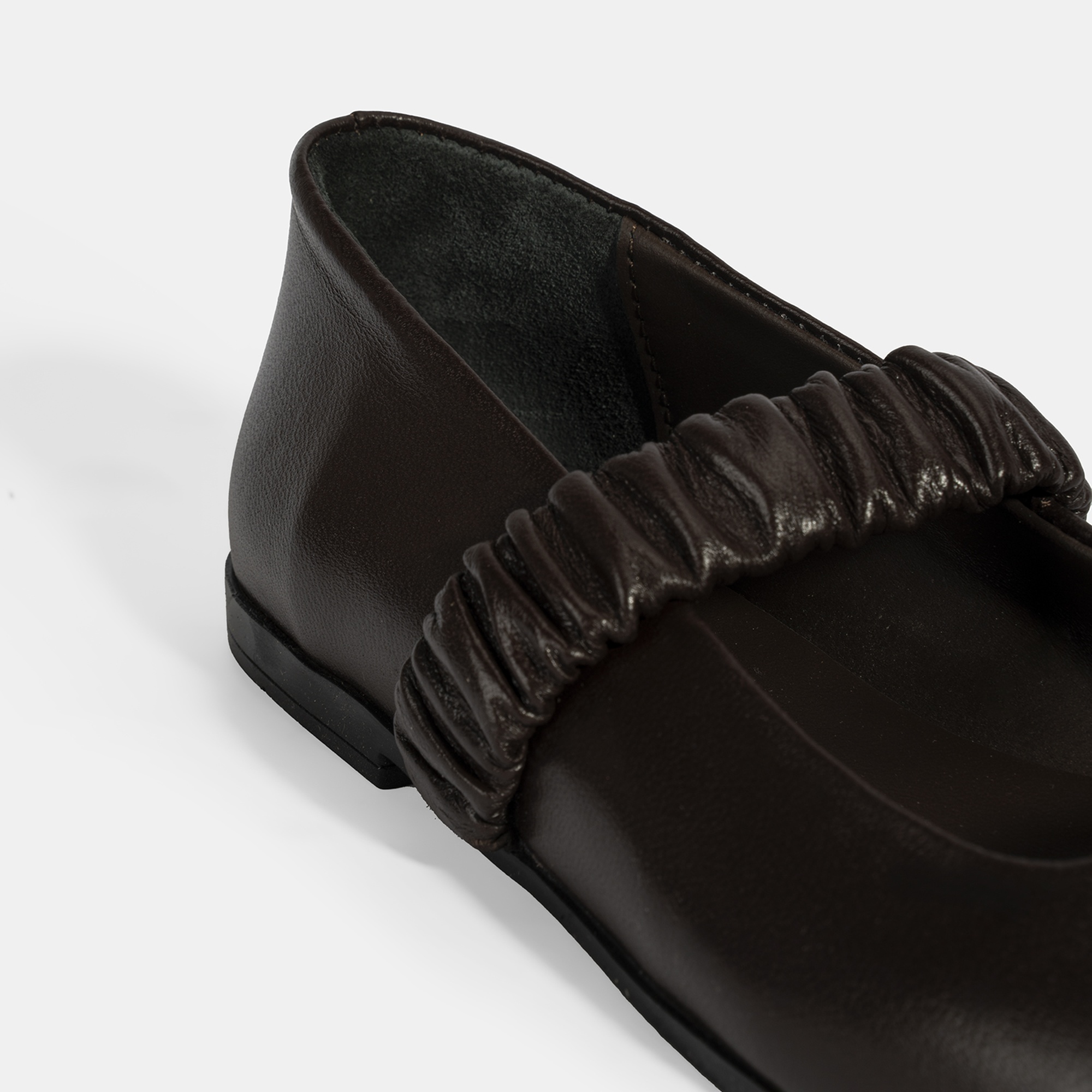 Kadın Kahve Mary Jane Deri Babet