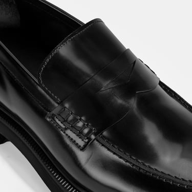  Erkek Siyah Deri Loafer