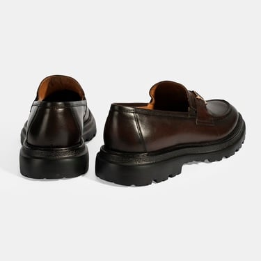  Erkek Kahve Metal Toka Detaylı Deri Loafer