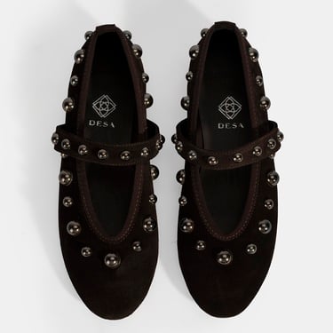  Kadın Kahve Metal Zımba Detaylı Mary Jane Babet