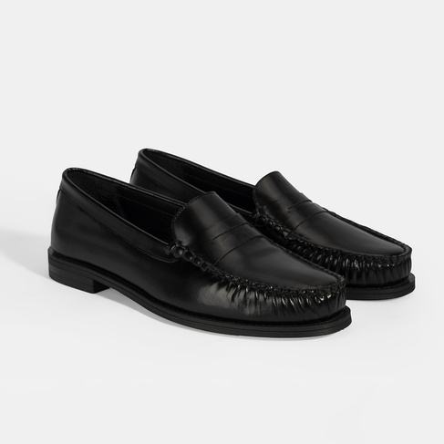  Kadın Siyah Klasik Deri Loafer