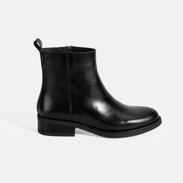  Kadın Siyah Fermuarlı Deri Bot