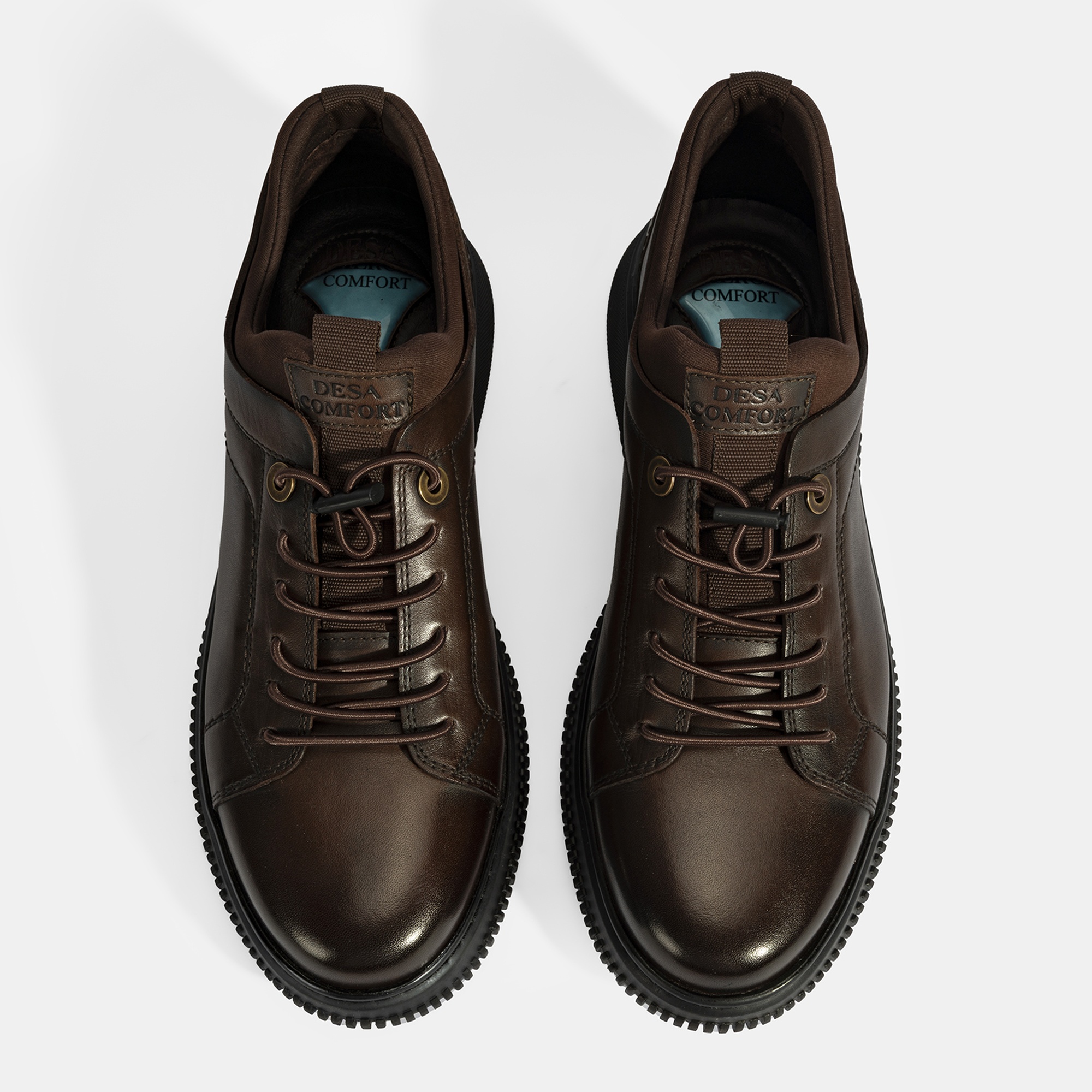Erkek Kahve DesaComfort Bağcıklı Deri Günlük Ayakkabı