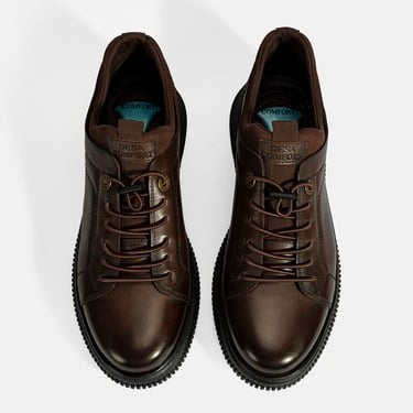  Erkek Kahve DesaComfort Bağcıklı Deri Günlük Ayakkabı