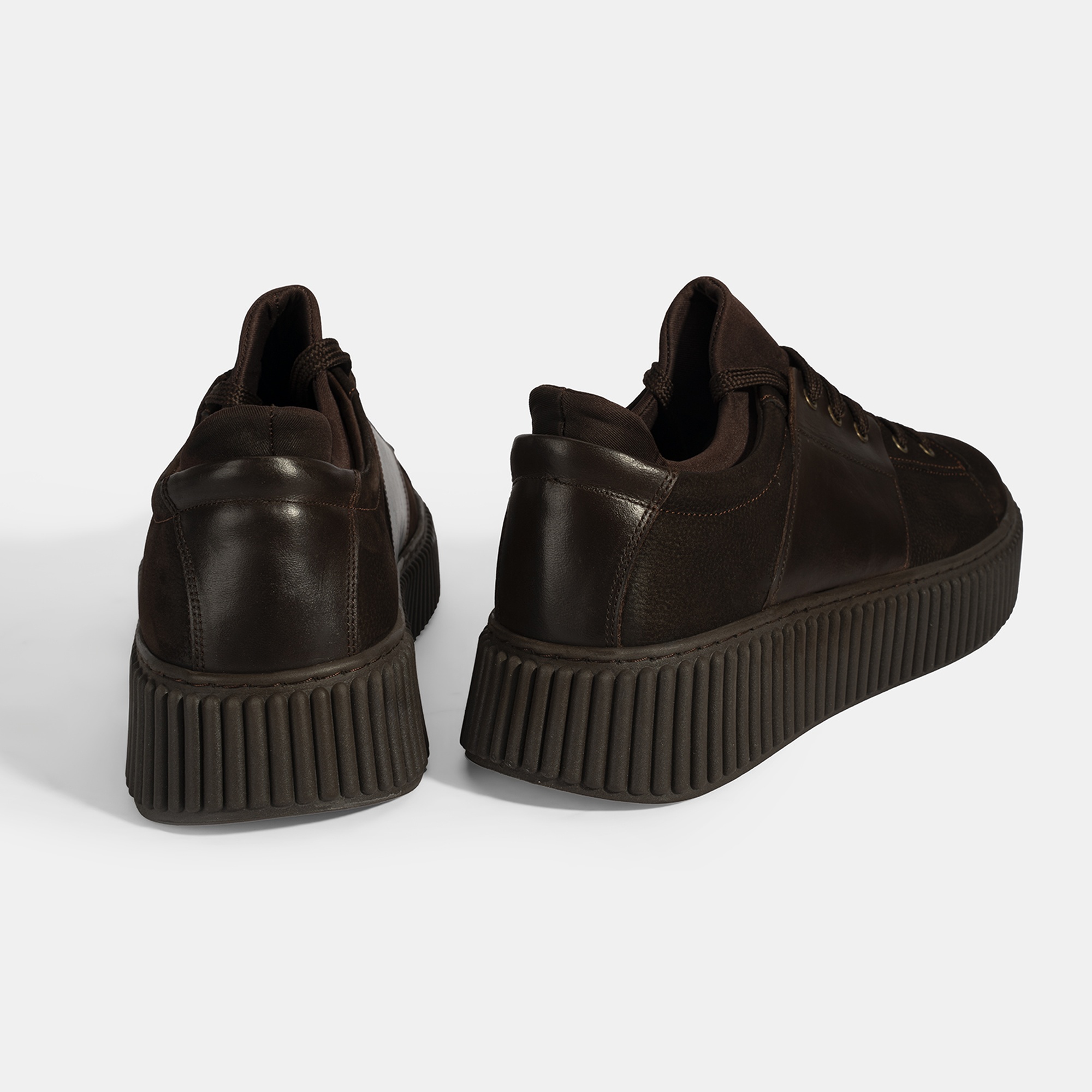 Erkek Kahve Bağcıklı Deri Spor Ayakkabı