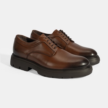  Erkek Taba Bağcıklı Deri Klasik Ayakkabı