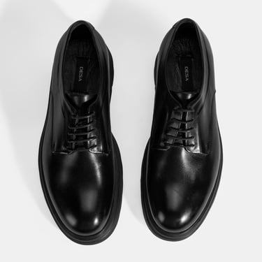  Erkek Siyah Bağcıklı Deri Klasik Ayakkabı