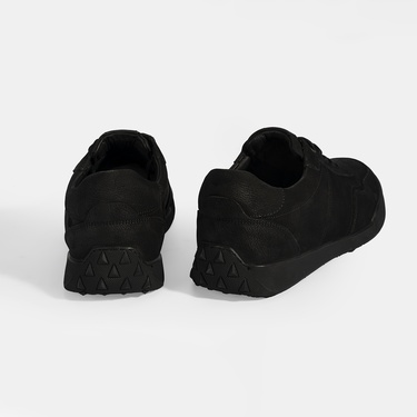  Erkek Siyah Bağcıklı Deri Spor Ayakkabı