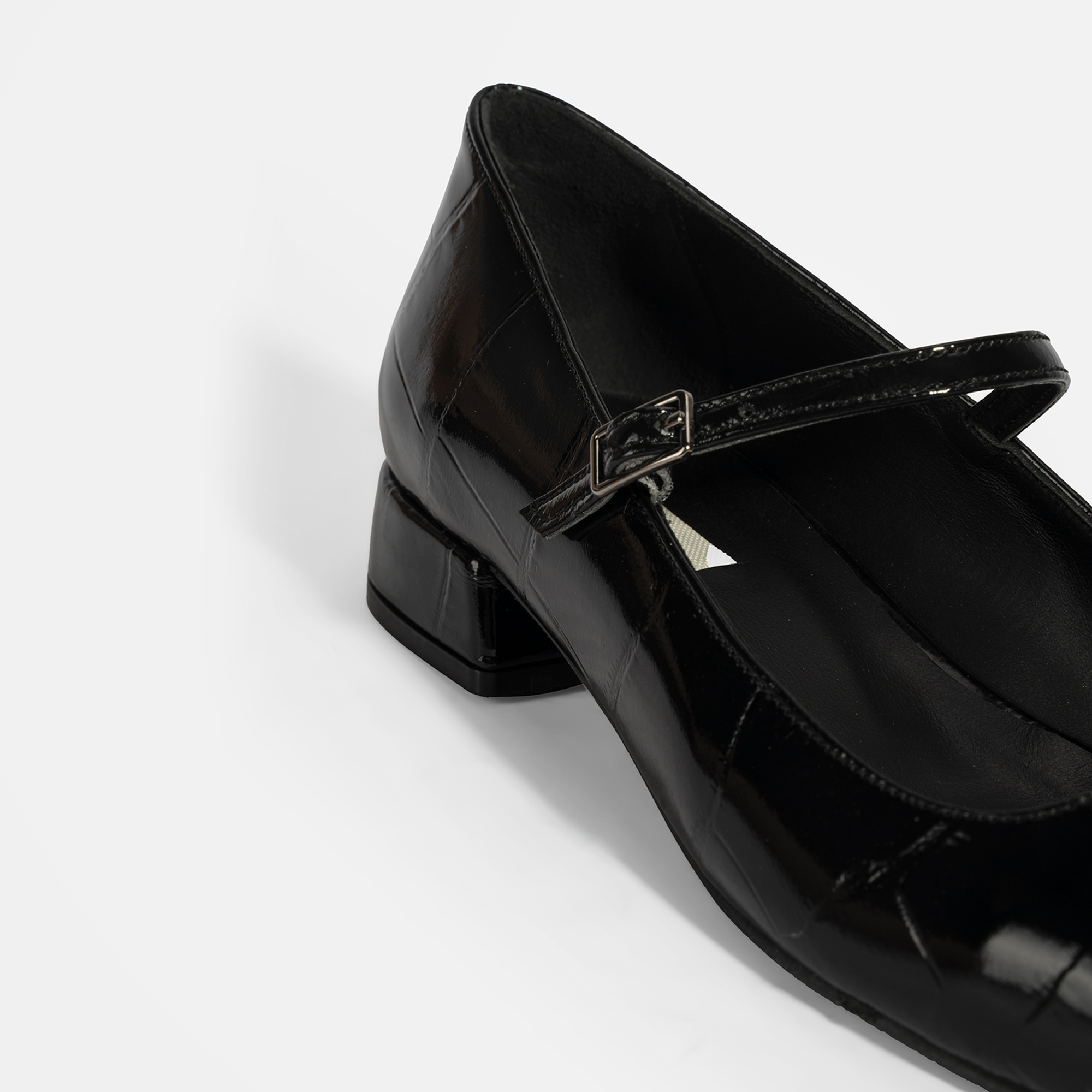 Kadın Siyah Kroko Baskılı Mary Jane Günlük Ayakkabı