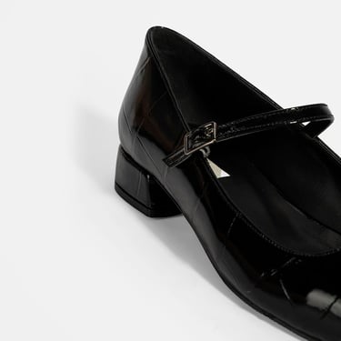  Kadın Siyah Kroko Baskılı Mary Jane Günlük Ayakkabı