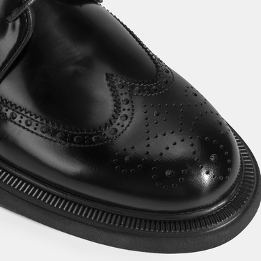  Erkek Siyah Bağcıklı Klasik Deri Ayakkabı