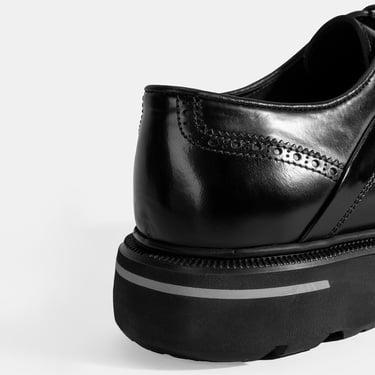  Erkek Siyah Bağcıklı Klasik Deri Ayakkabı