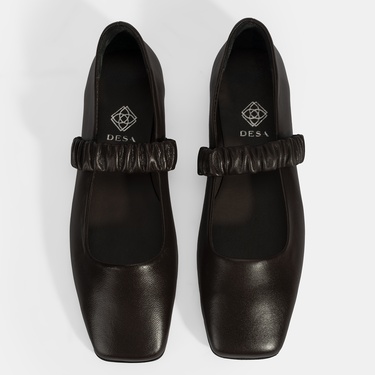  Kadın Kahve Mary Jane Deri Babet