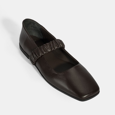  Kadın Kahve Mary Jane Deri Babet