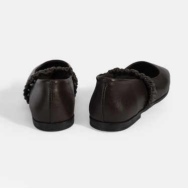  Kadın Kahve Mary Jane Deri Babet