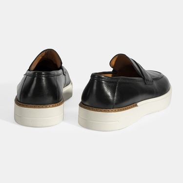  Erkek Siyah Deri Loafer