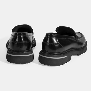  Erkek Siyah Deri Loafer