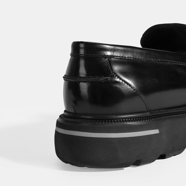  Erkek Siyah Deri Loafer