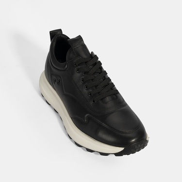  Erkek Siyah Bağcıklı Deri Spor Ayakkabı