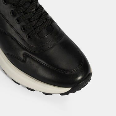  Erkek Siyah Bağcıklı Deri Spor Ayakkabı