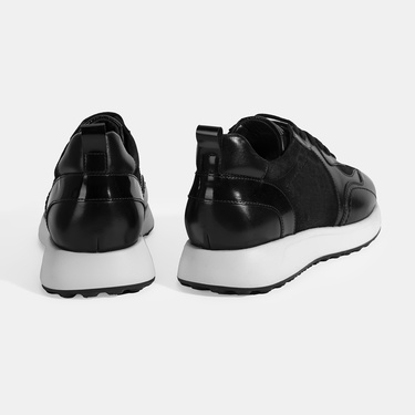 Erkek Siyah Bağcıklı Deri Spor Ayakkabı
