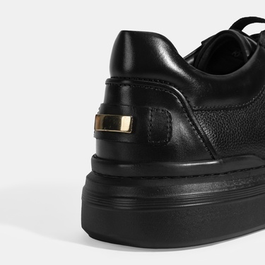  Erkek Siyah Bağcıklı Deri Günlük Ayakkabı