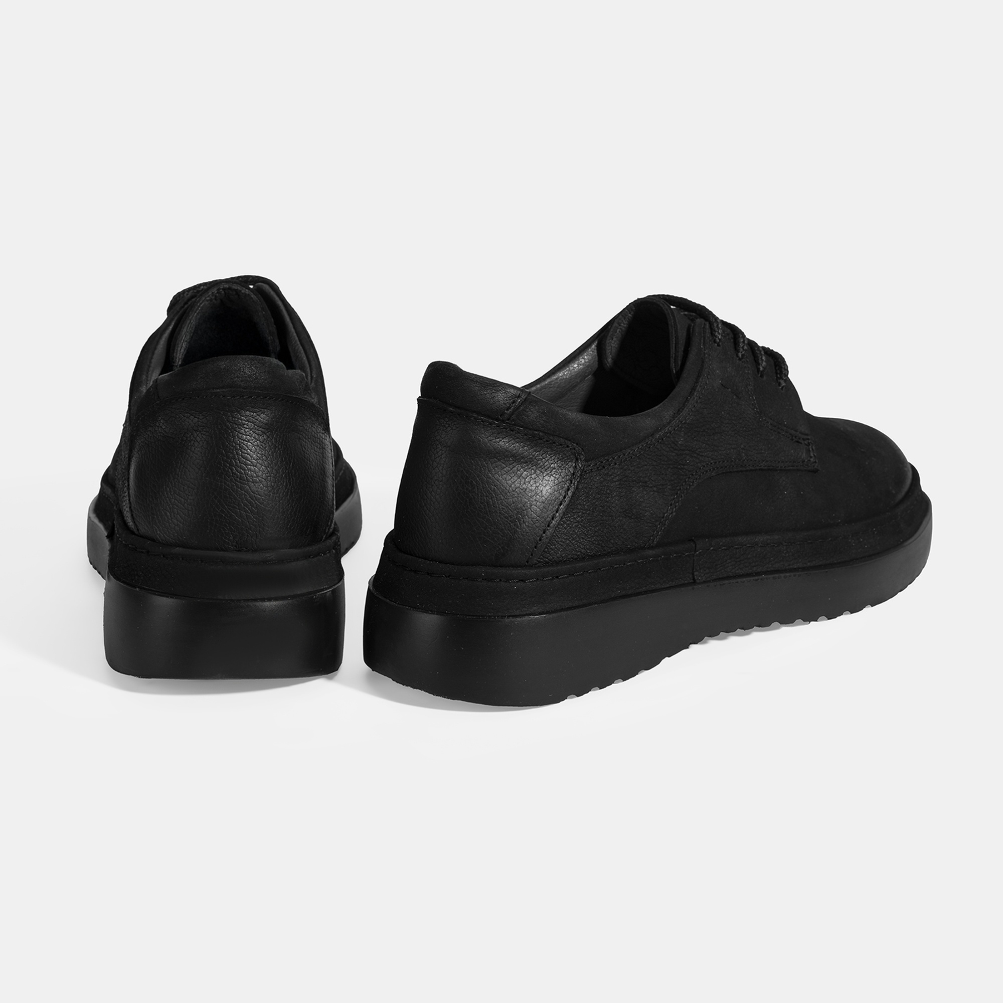 Erkek Siyah Bağcıklı Günlük Nubuk Deri Ayakkabı