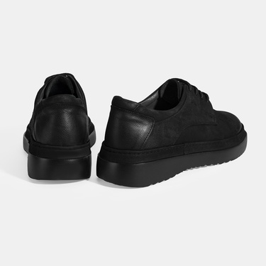  Erkek Siyah Bağcıklı Günlük Nubuk Deri Ayakkabı