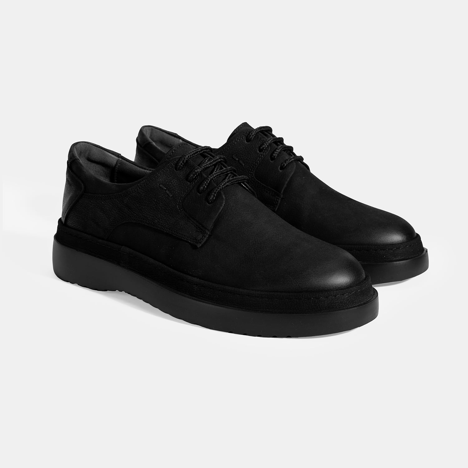  Erkek Siyah Bağcıklı Günlük Nubuk Deri Ayakkabı