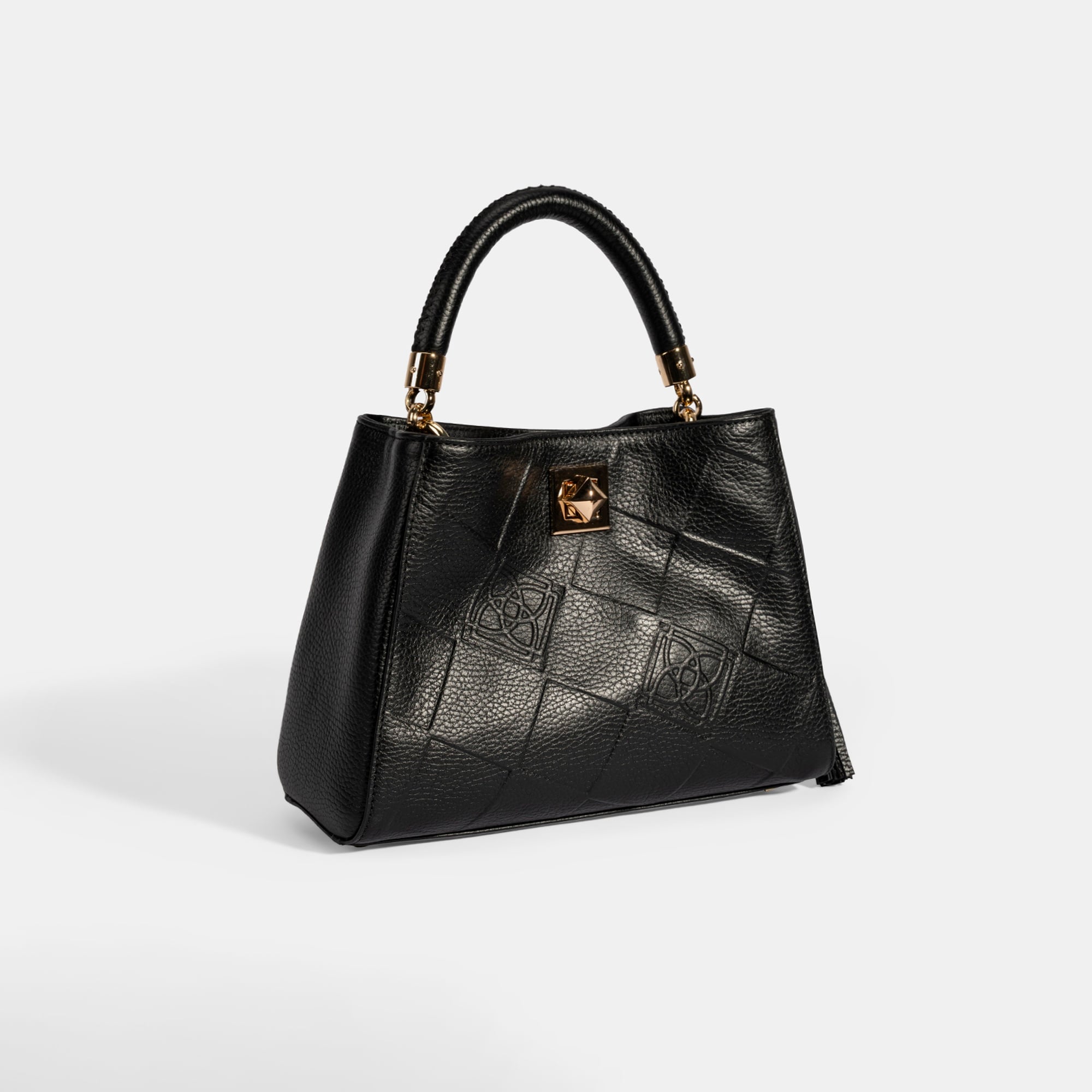 Kadın Siyah Püskül Aksesuarlı Deri El Çantası