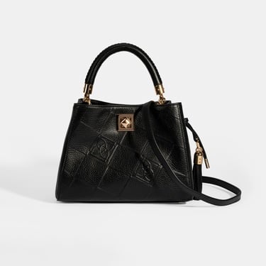  Kadın Siyah Püskül Aksesuarlı Deri El Çantası