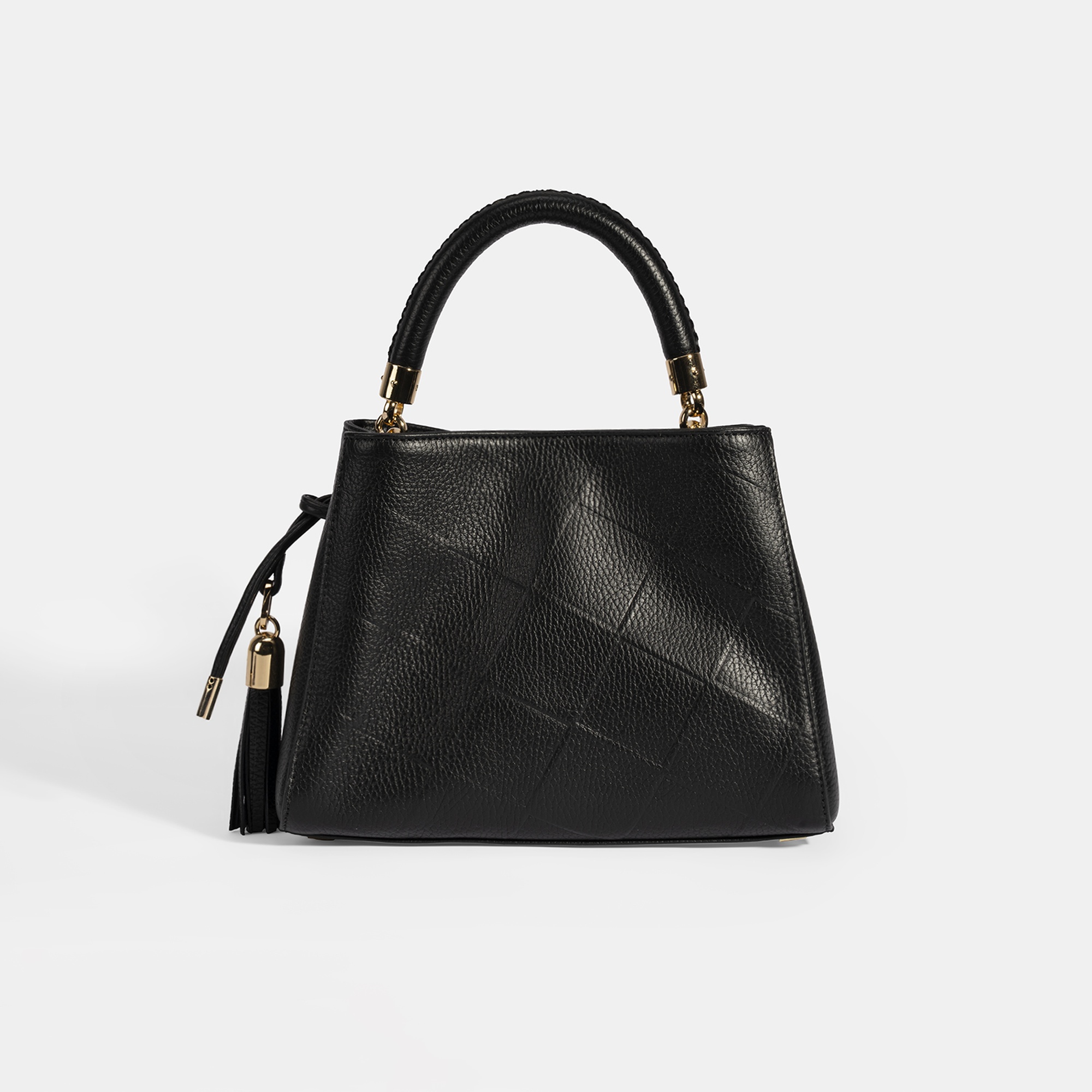 Kadın Siyah Püskül Aksesuarlı Deri El Çantası