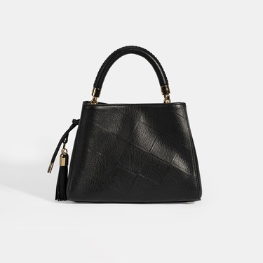  Kadın Siyah Püskül Aksesuarlı Deri El Çantası