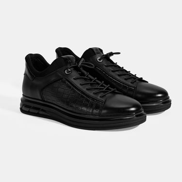  Erkek Siyah DesaComfort Bağcıklı Deri Günlük Ayakkabı