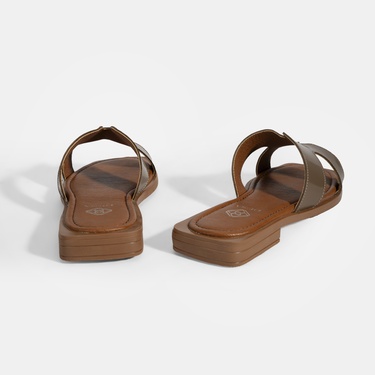  Kadın Kahve Rugan Terlik