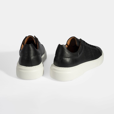  Erkek Siyah Bağcıklı Deri Günlük Ayakkabı