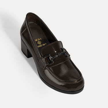  Kadın Kahve DesaComfort Topuklu Rugan Ayakkabı