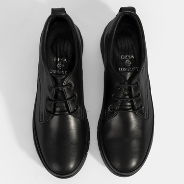  Kadın Siyah Bağcıklı DesaComfort Deri Ayakkabı