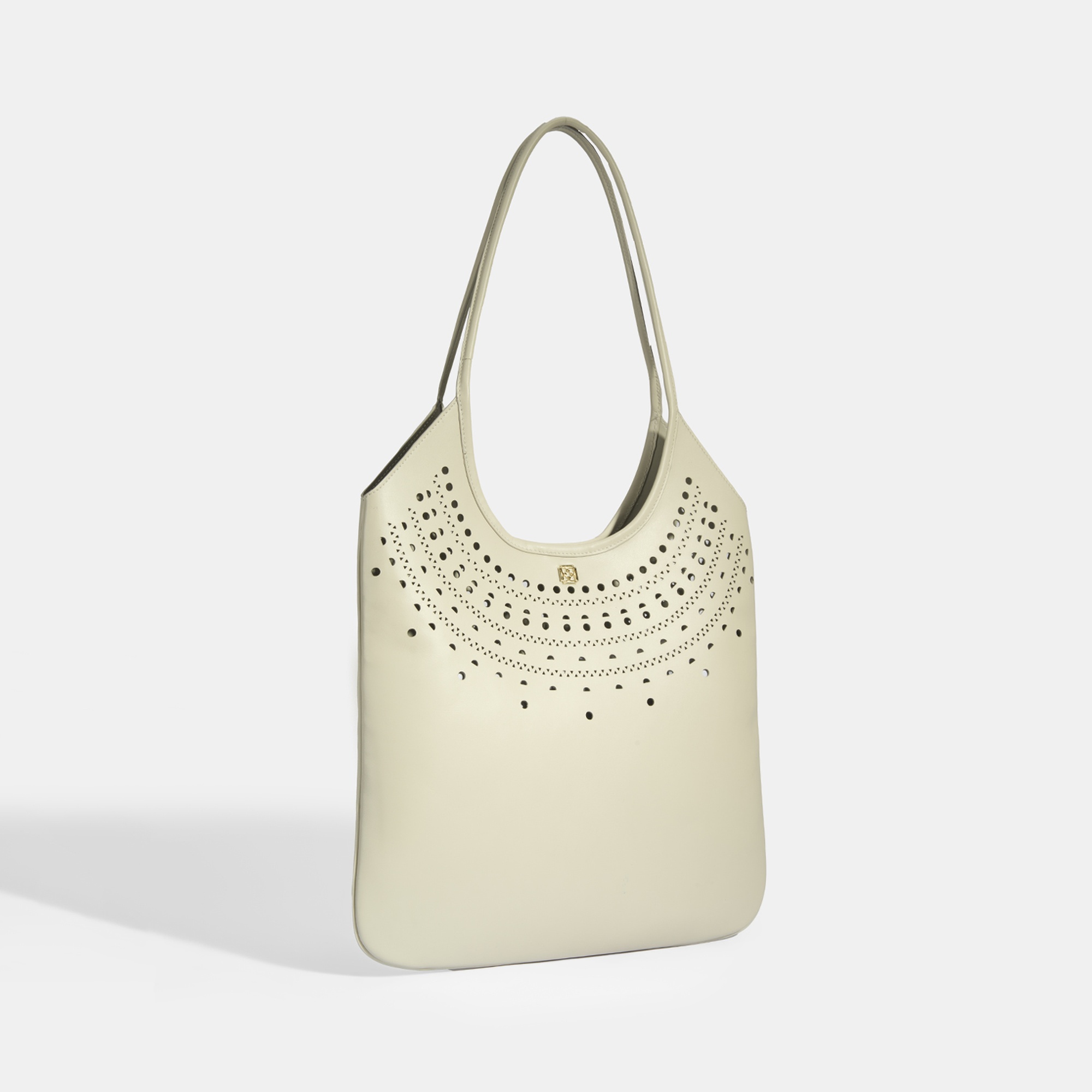 Kadın Beyaz Perforeli Süet Omuz Çantası