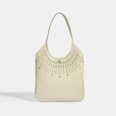  Kadın Beyaz Perforeli Süet Omuz Çantası