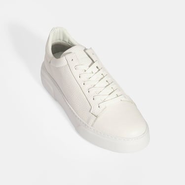  Erkek Beyaz Bağcıklı Deri Günlük Ayakkabı