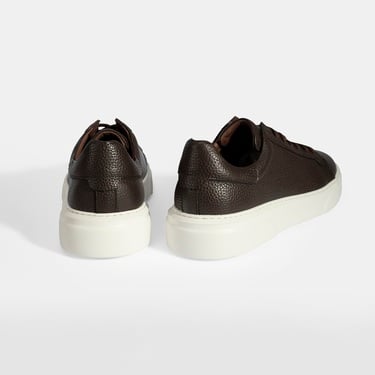  Erkek Kahve Bağcıklı Deri Günlük Ayakkabı