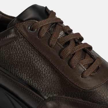  Erkek Kahve Bağcıklı Deri Günlük Ayakkabı