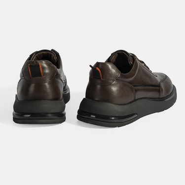  Erkek Kahve Bağcıklı Deri Günlük Ayakkabı