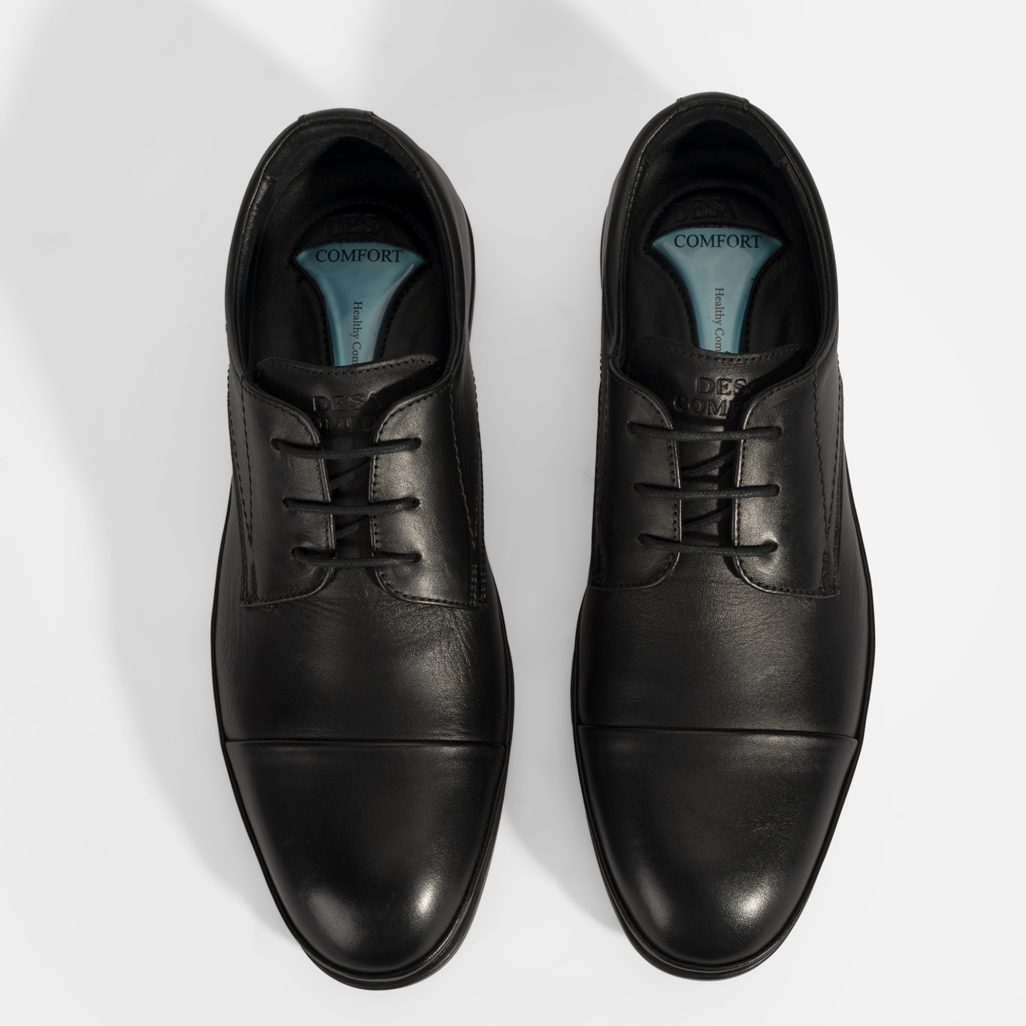 Erkek Siyah DesaComfort Bağcıklı Deri Ayakkabı